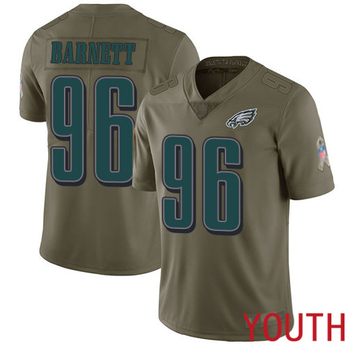 Youth Philadelphia Eagles #96 Derek Barnett Limited Olive 2017 Salute to Service Football NFL Jersey->youth nfl jersey->Youth Jersey